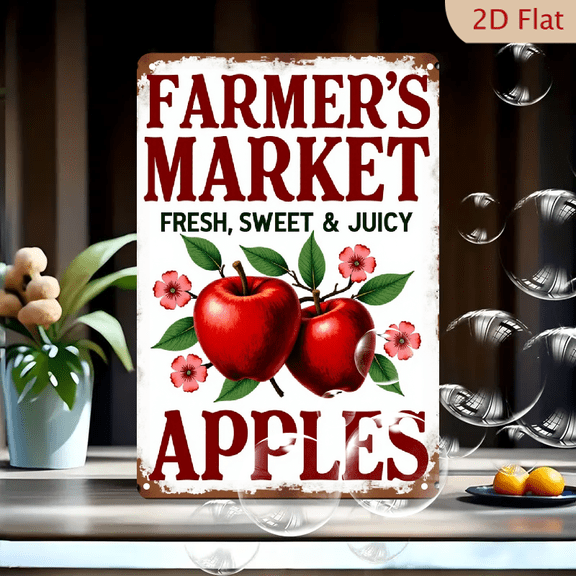 Fresh Fruit Signs Apple Decor Summer Fruit Wall Art Decorations Funny Plaque Vintage Fruit Shop Wall Decor Supermarket Hotel Decor 8X12 Inches