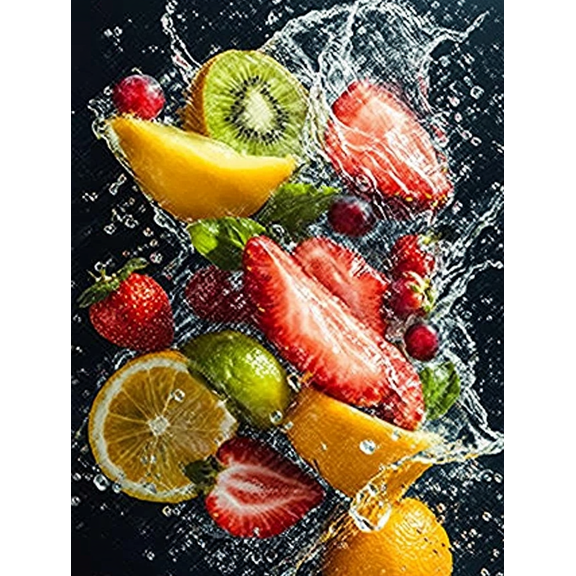 Fresh Fruit Splash Canvas Art/Wall Art Suitable for Kitchen Decor Bathroom Decor Dining Room Decor Living Room Decor and Bedroom Decor.