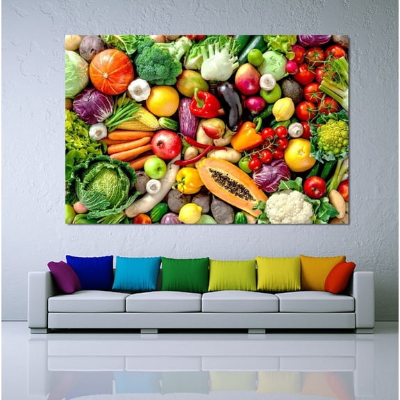 Fresh Fruit Vegetables Wall Art Print, Unframed Paper Poster 24x36in