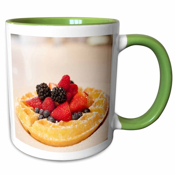 3drose, Fresh Fruit Waffle, Cuisines - Us10 Gjo0608 - Greg Johnston, 15oz Two-tone Green Mug