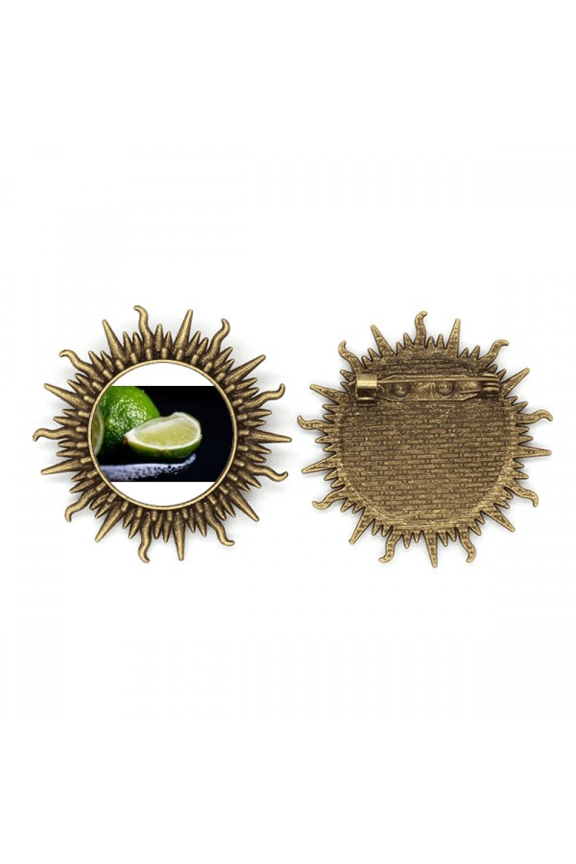 Fresh Fruits Green Lemon Picture Metall Sonne Brosche Haken Pin