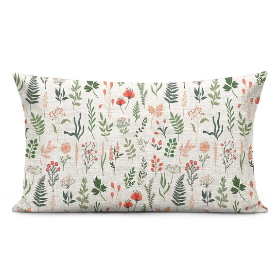 Fresh Garden Pillow Covers 12x20 Inch Linen Decorative Square Throw Pillow Covers for Home Sofa Bedroom Outdoor Indoor