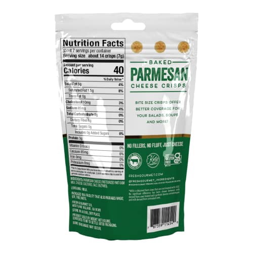 Fresh Gourmet Asiago 100 Real Cheese Crisps, Great for Snacking and