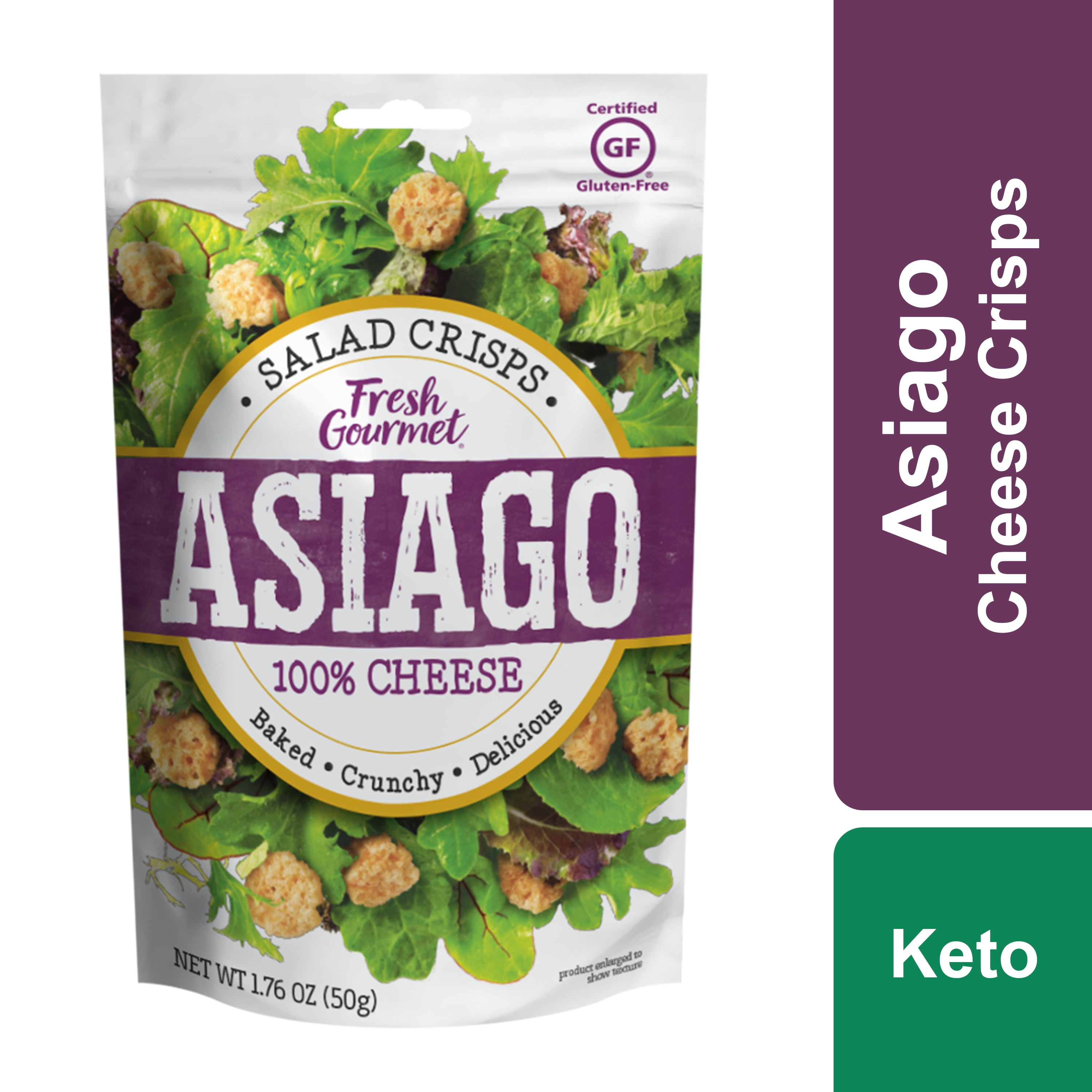 Fresh Gourmet Asiago Salad Toppings Cheese Crisps, Keto Friendly, 1.76