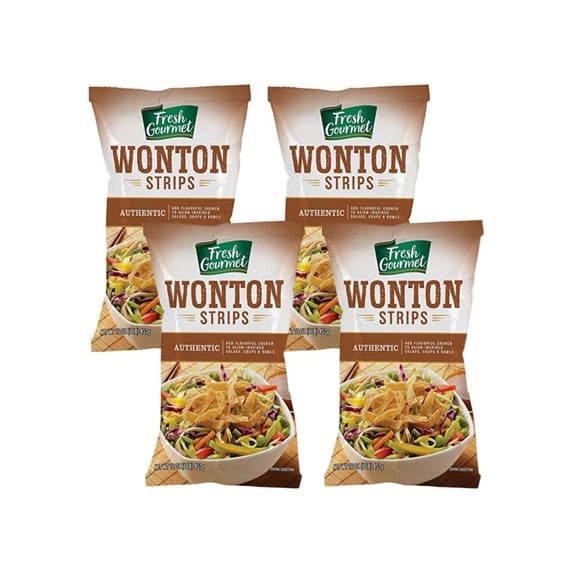 Fresh Gourmet Authentic Wonton Strips and Salad Topper, 16 oz (4-Pack)
