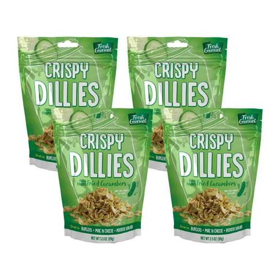 Fresh Gourmet Crispy Dillies Pickle Flavored Fried Cucumbers 3.5 oz (Pack of 4)