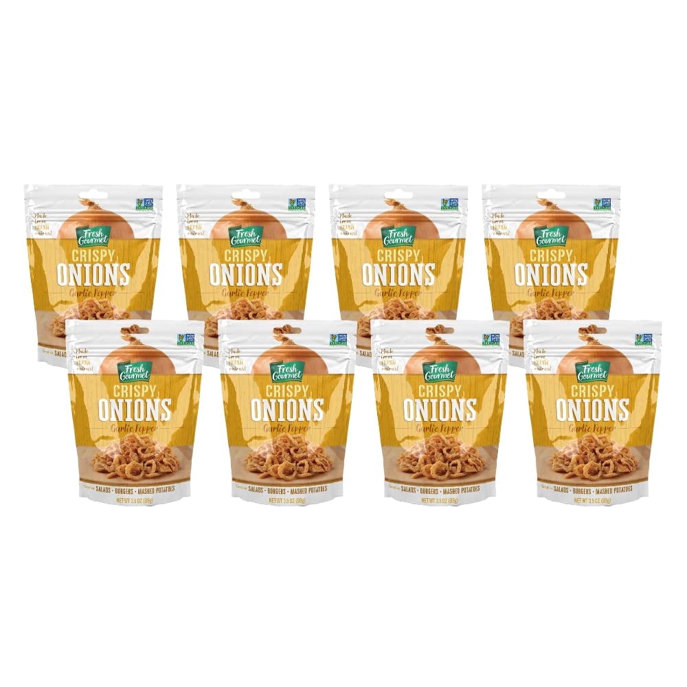 Fresh Gourmet Crispy Onion Garlic Pepper Snack Chips, 3.5 oz (Pack of 8)