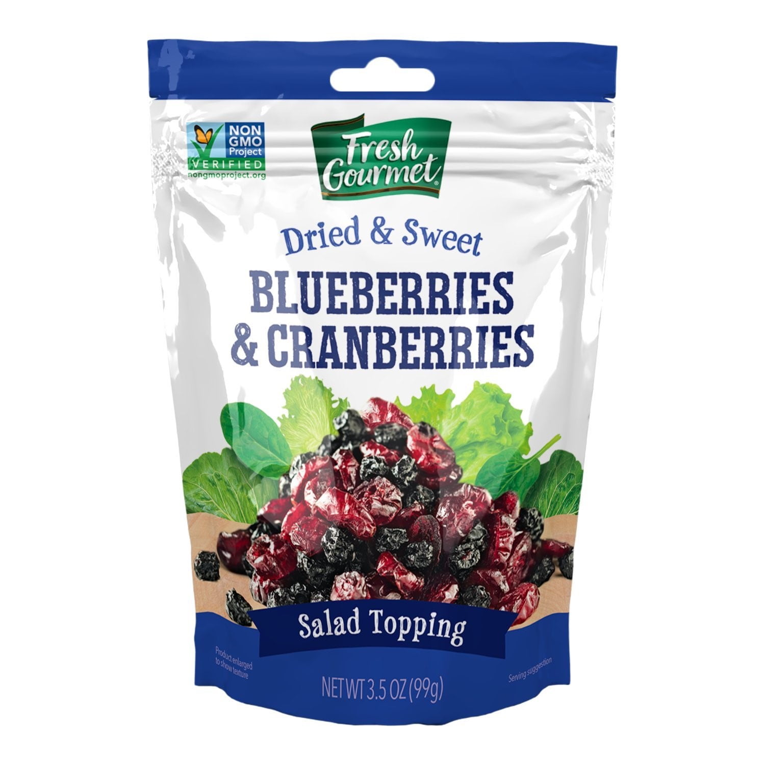 Fresh Gourmet Dried Sweet Blueberries and Cranberries, Salad Topping, 3.5 oz