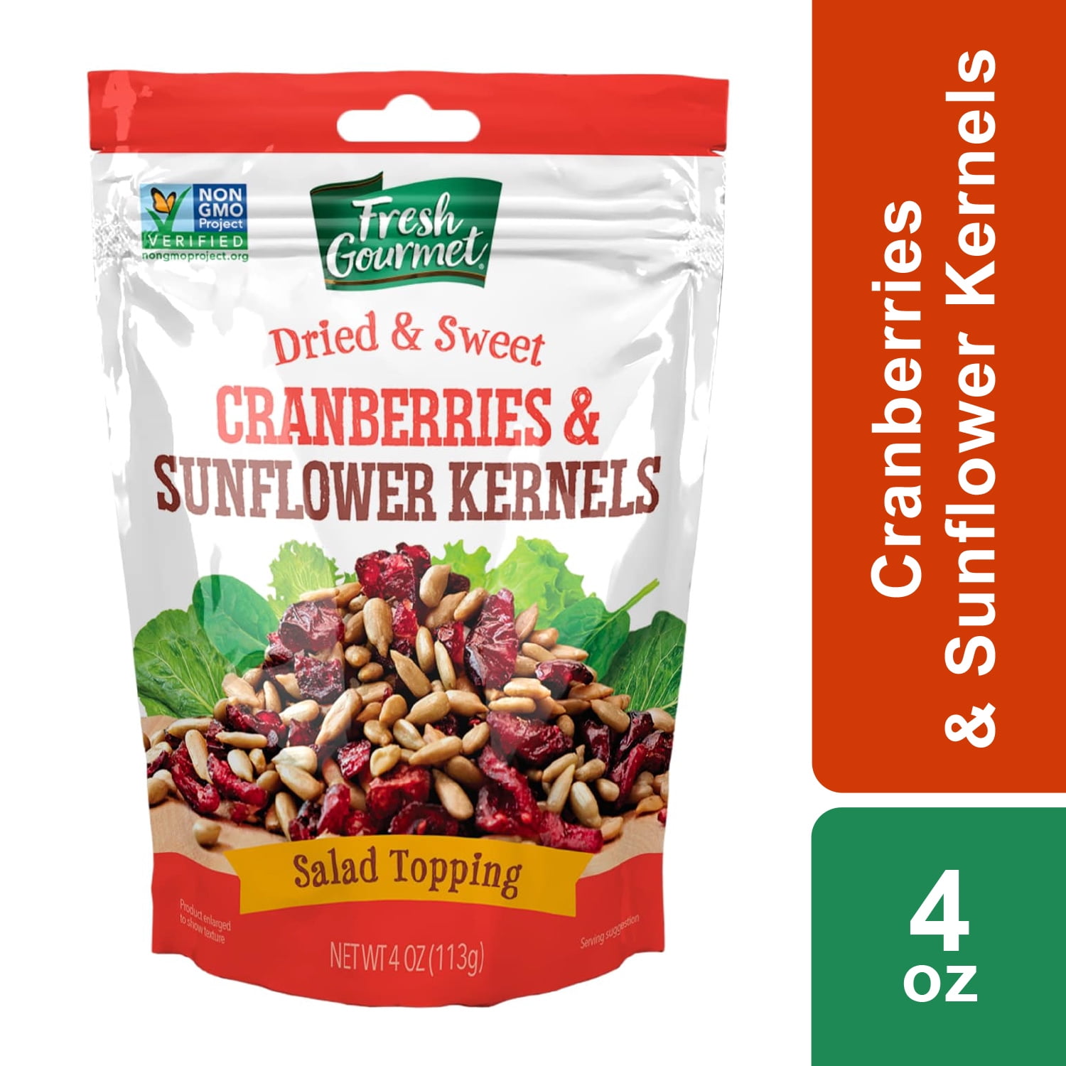 Fresh Gourmet Dried & Sweet Cranberries & Sunflower Kernels Salad Topping, 4 oz Bag