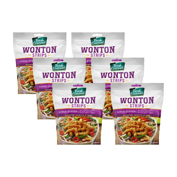 Fresh Gourmet Garlic Ginger Wonton Strips, 3.5 oz (6-Pack)