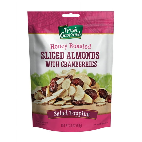 Fresh Gourmet Honey Roasted Sliced Almonds with Cranberries, 3.5 oz