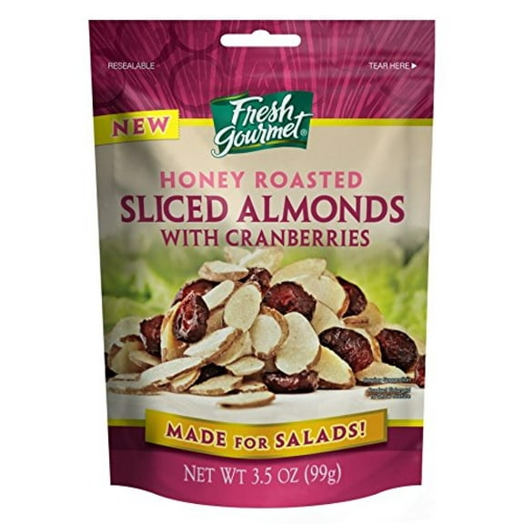 Fresh Gourmet Honey Roasted Sliced Almonds & Cranberries (Pack of 14)