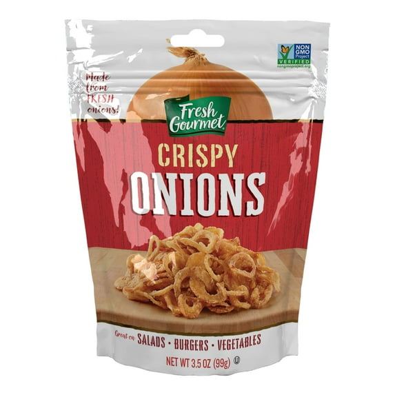Fresh Gourmet Lightly Salted Crispy Onions | 3.5 Ounce (Pack of 6) | Low Carb | Crunchy Snack and Salad Topper