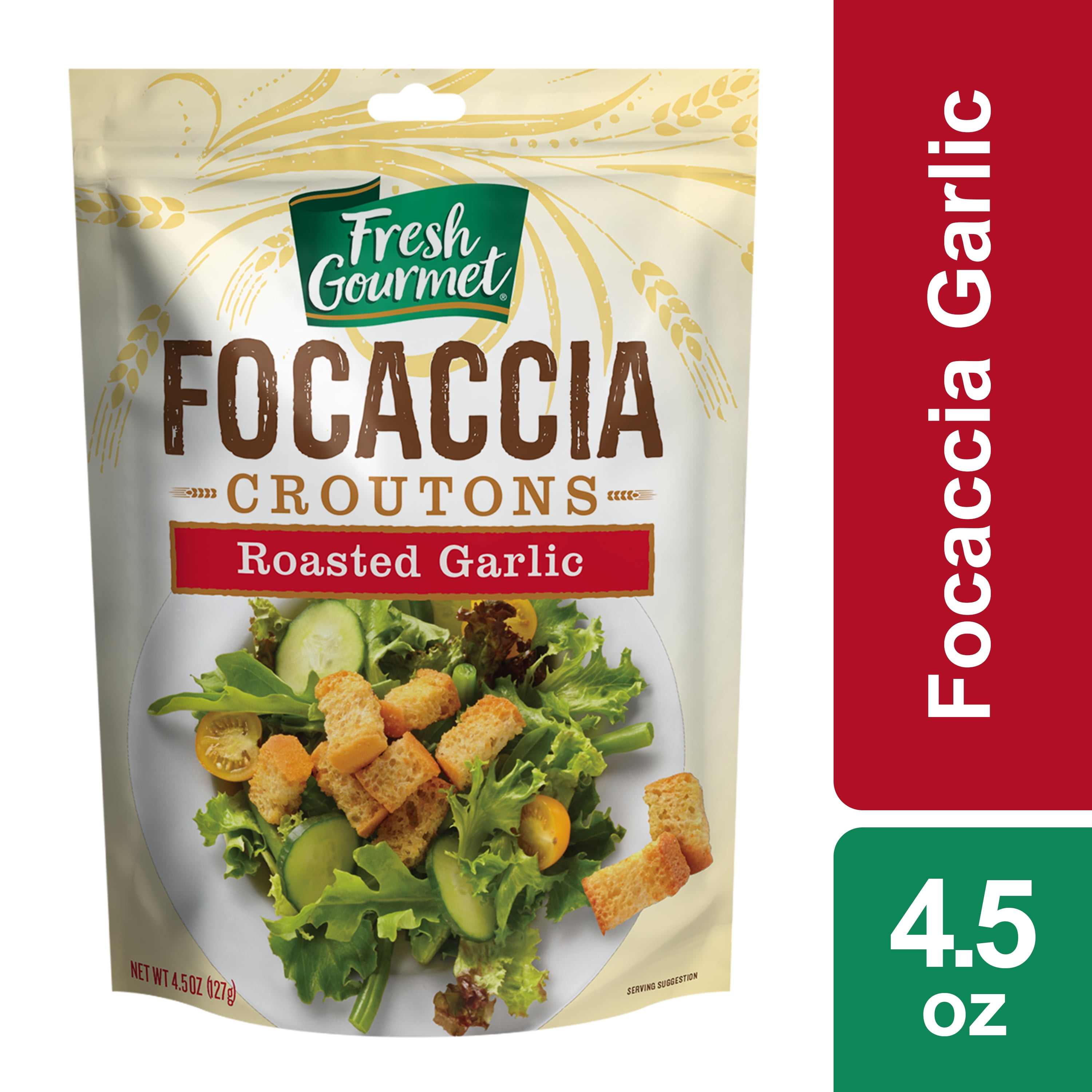 Fresh Gourmet Salad Topping Roasted Garlic Focaccia Croutons, 4.5 oz