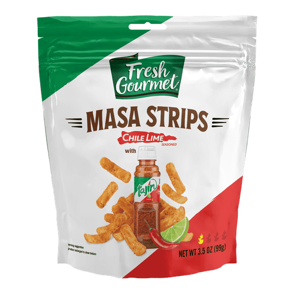 Fresh Gourmet Tajin Chili Lime Masa Strips, 3.5OZ, Pack of 1