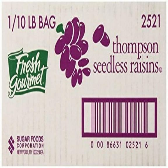 (Price/Case)Fresh Gourmet 2521 Raisins Yellow Frame Farms Thompson Seedless 1-10 Pound