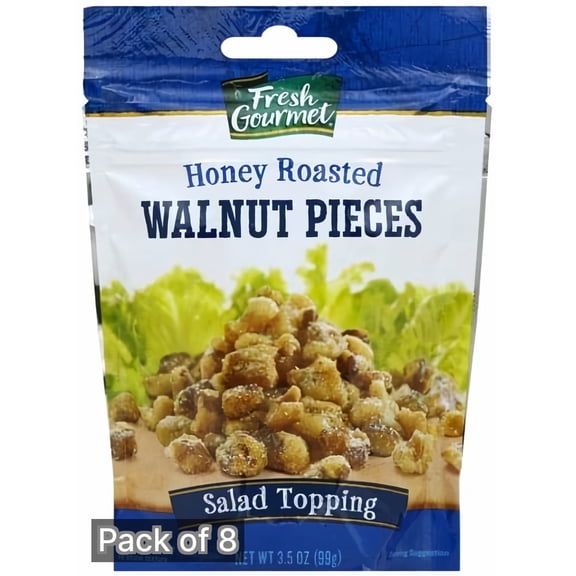 Fresh Gourmet, Walnuts Honey Roasted (Pack of 8)