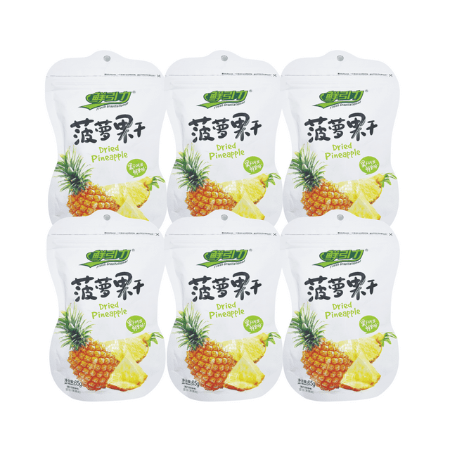 Fresh Gravity Dried Pineapple Slices - Ready to Eat, Naturally Sweet & Chewy | Tropical Snack for Snacking & Infusing Water (65g x 6)
