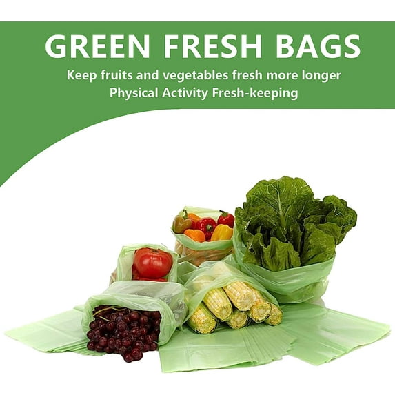 Fresh Green Bags for Fruits and Veggies Reusable Vegetable Bags for Refrigerator Food Storage Freshness Keep Fruits, Vegetables and Cut Flowers