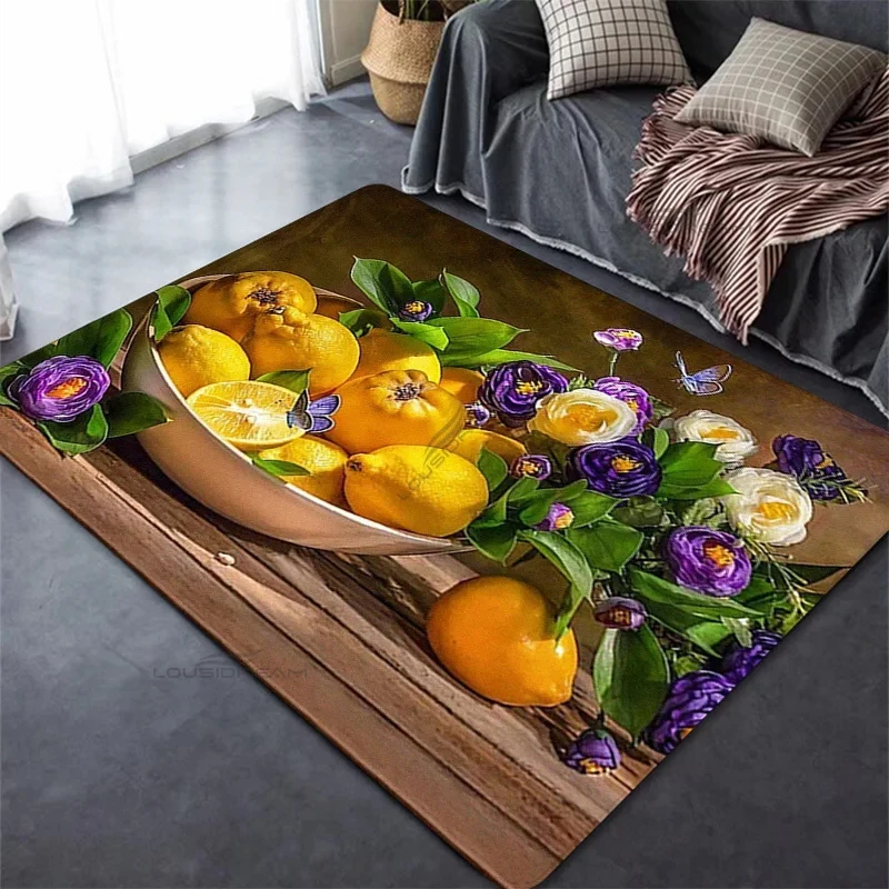 Fresh Rugs Fresh Green Lemon Pattern Carpet Fruit Print Large Area Rugs Home ...