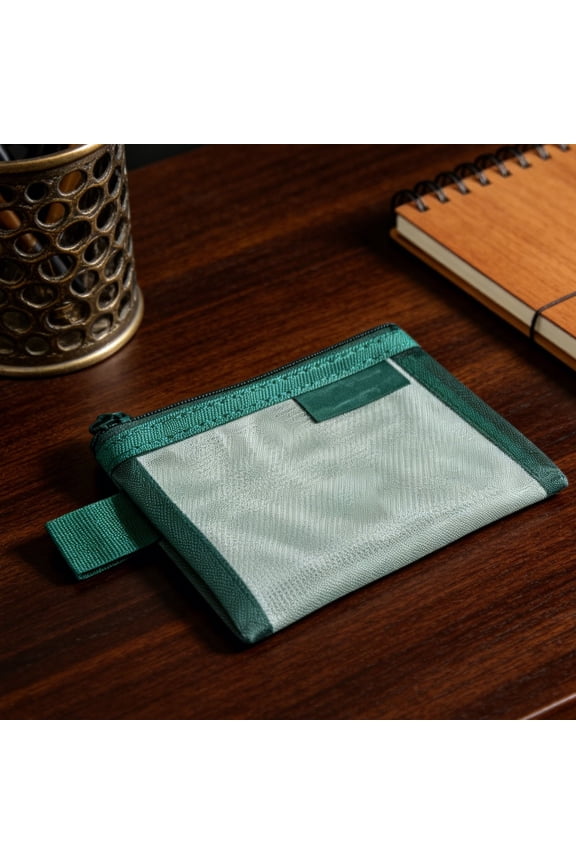 Fresh Green Transparent Pouch, Mesh Bags with Zipper for Lipstick Keys and Travel s Storage, Cute Mini Document Bag for Students Everyday Carry