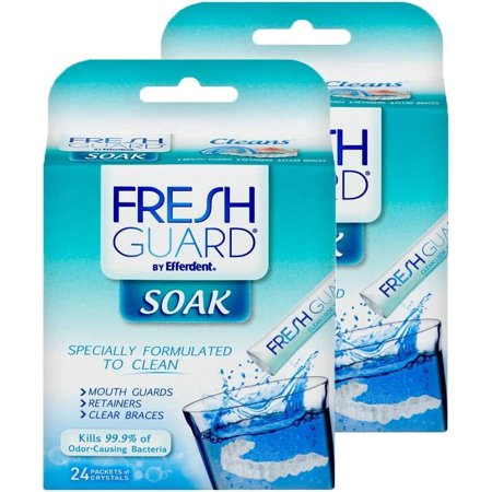 Fresh Guard Soak by Efferdent, Cleans Guards & Retainers, 24 Count, 2 Pack