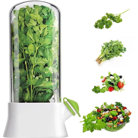 Fresh Herb Keeper for Refrigerator, Quanmin Herb Keeper for Refrigerator, Herb Saver, Herb Storage Containers for Cilantro, Mint, Parsley, Asparagus, Keeps Green Fresh for 2-3 Weeks