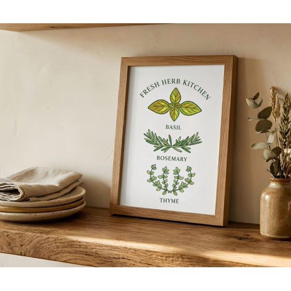Fresh Herb Kitchen Print, Unframed Paper Poster 8x10in