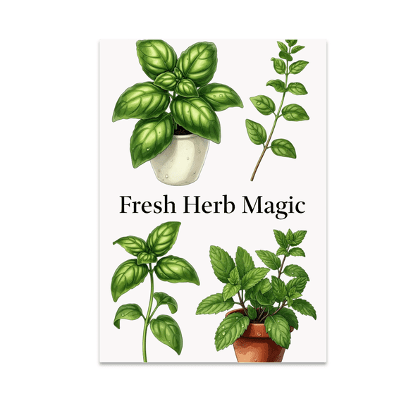 Fresh Herb Magic Culinary Kitchen Wall Art - Chef Decor - 13x19 Poster Print