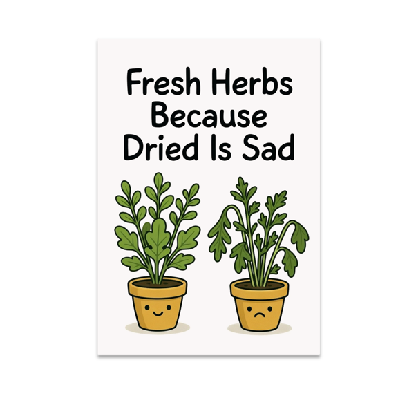 Fresh Herbs Because Dried Is Sad - Garden Decor - 13x19 Poster Print