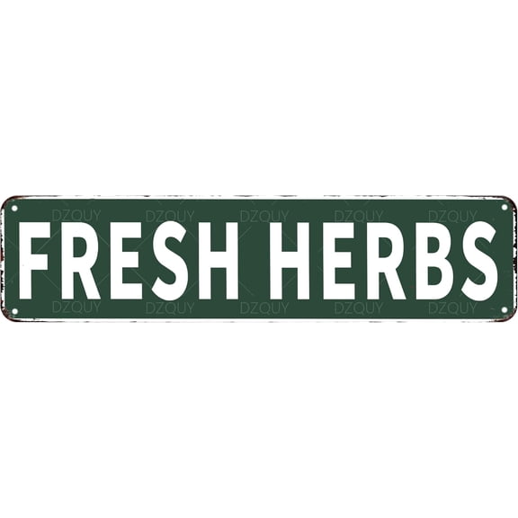 Fresh Herbs Metal Tin Sign, 16 x 4 Inch Vintage Farmhouse Kitchen Wall Decor for Garden, Pantry, Herb Room, Courtyard, Rustic Home Decoration
