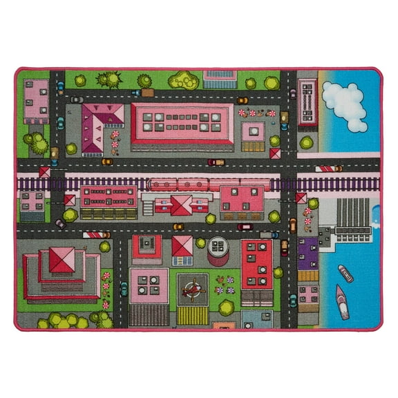 Fresh Home Elements - City Themed Pattern 37” x 52” Playmat Rug; 3+Age Group