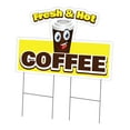 thumbnail image 1 of Fresh & Hot Coffee 24" x 36" Yard Sign & Stake | Advertise Your Business | Stake Included Double Sided Image | Made in The USA, 1 of 3