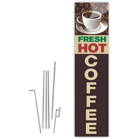Fresh Hot Coffee Brown Rectangle Boomer Flag with Complete 15ft Pole kit and Ground Spike