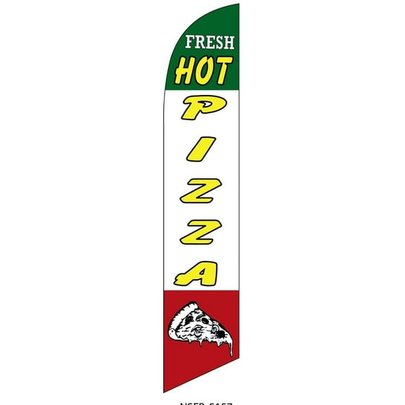 Fresh Hot Pizza Feather Banner Swooper Flag - NO WIND REQUIRED - Replacement FLAG ONLY