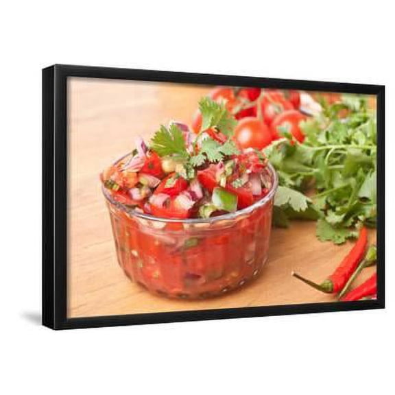 Fresh Hot Raw Salsa with Tomatoes, Onions, Chili and Cilantro, Framed Art Print Wall Art by Olgany Sold by Art.Com