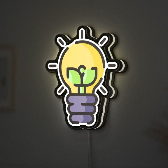Fresh Idea Bulb 3D Novelty Light Box, Innovation and Creativity Lamp Decor for Business Offices and Creative Thinkers (Width 16 inch, 40cm)