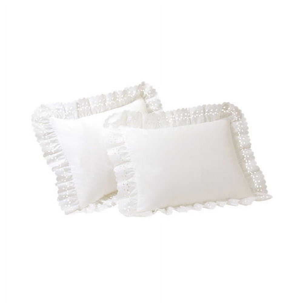 White Cotton Polyester Embroidered Standard Pillow Shams