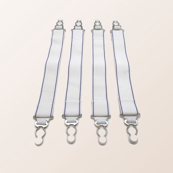 Fresh Ideas Bed Sheet Straps, For Use With All Fitted Sheets, 4-Pack, White