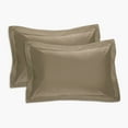 thumbnail image 1 of Fresh Ideas Bedding Poplin Tailored 2-Pack Pillow Sham, King, Mocha, 1 of 5