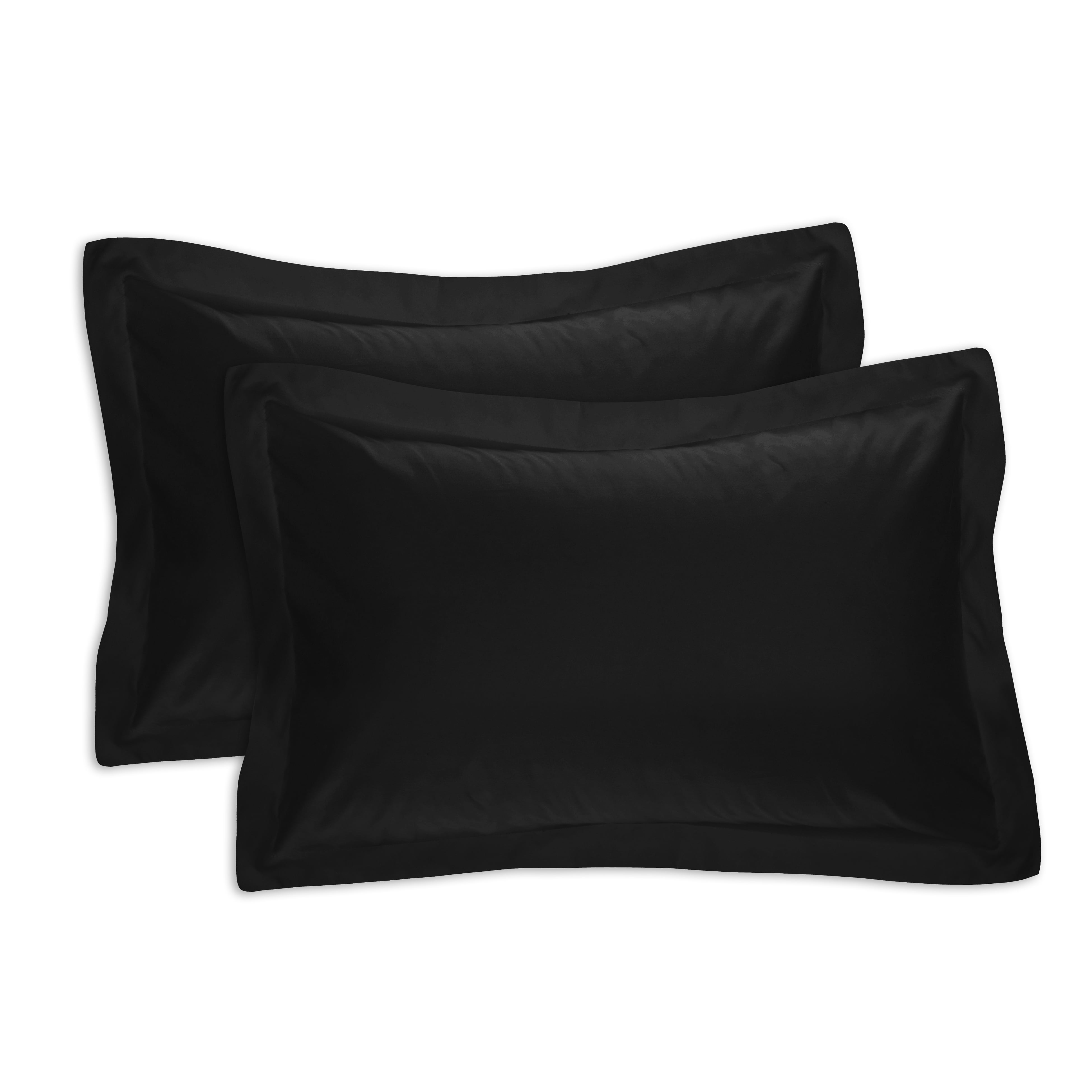 Fresh Ideas Bedding Poplin Tailored 2Pack Pillow Sham, Standard, Black
