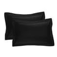 thumbnail image 1 of Fresh Ideas Bedding Poplin Tailored 2-Pack Pillow Sham, Standard, Black, 1 of 5