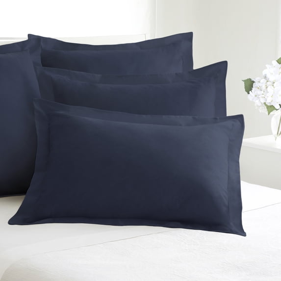 Fresh Ideas Bedding Poplin Tailored 2-Pack Pillow Sham, Standard, Navy
