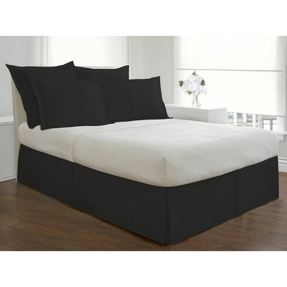 Fresh Ideas Bedding Tailored Bed Skirt, Classic 14 Drop Length, Pleated Styling, Full, Black