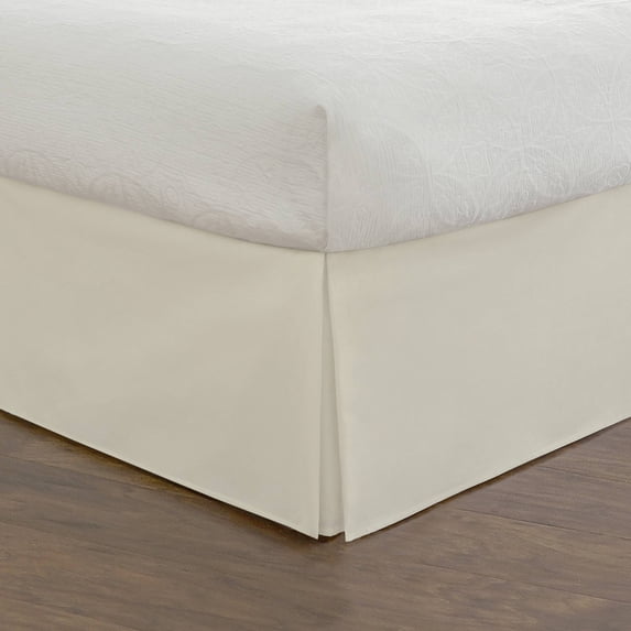 Fresh Ideas Bedding Tailored Bed Skirt, Classic 14” Drop Length, Pleated Styling, Full, Ivory