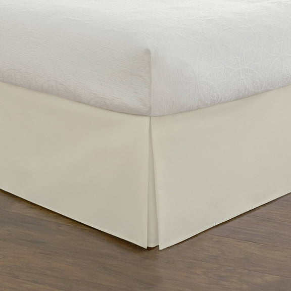 Fresh Ideas Bedding Tailored Bed Skirt, Classic 14” Drop Length, Pleated Styling, Queen, Ivory