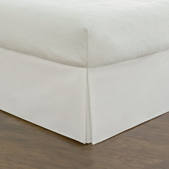 Fresh Ideas Bedding Tailored Bed Skirt, Classic 14 Drop Length, Pleated Styling, Queen, White
