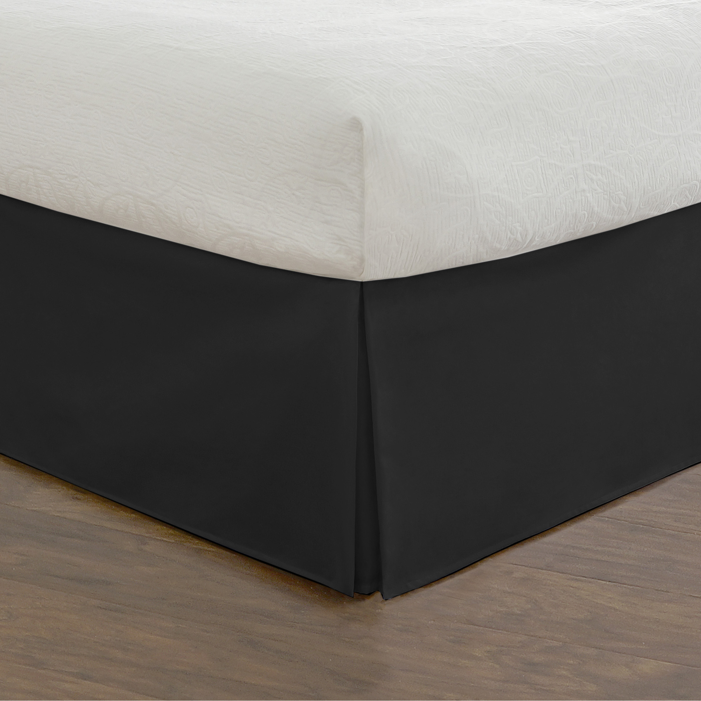 Fresh Ideas Bedding Tailored Bed Skirt, Classic 14” Drop Length, Pleated Styling, Twin, Black - image 1 of 6