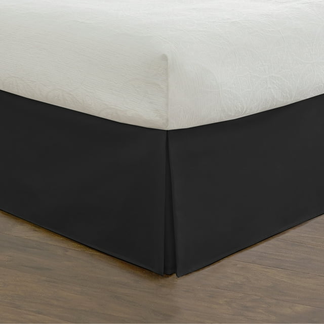 Fresh Ideas Bedding Tailored Bed Skirt, Classic 14” Drop Length, Pleated Styling, Twin, Black
