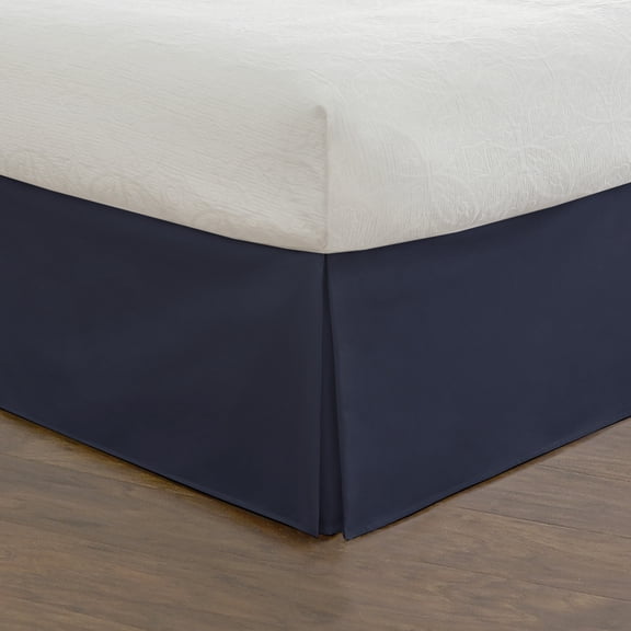 Fresh Ideas Bedding Tailored Bed Skirt, Classic 14” Drop Length, Pleated Styling, Twin, Navy